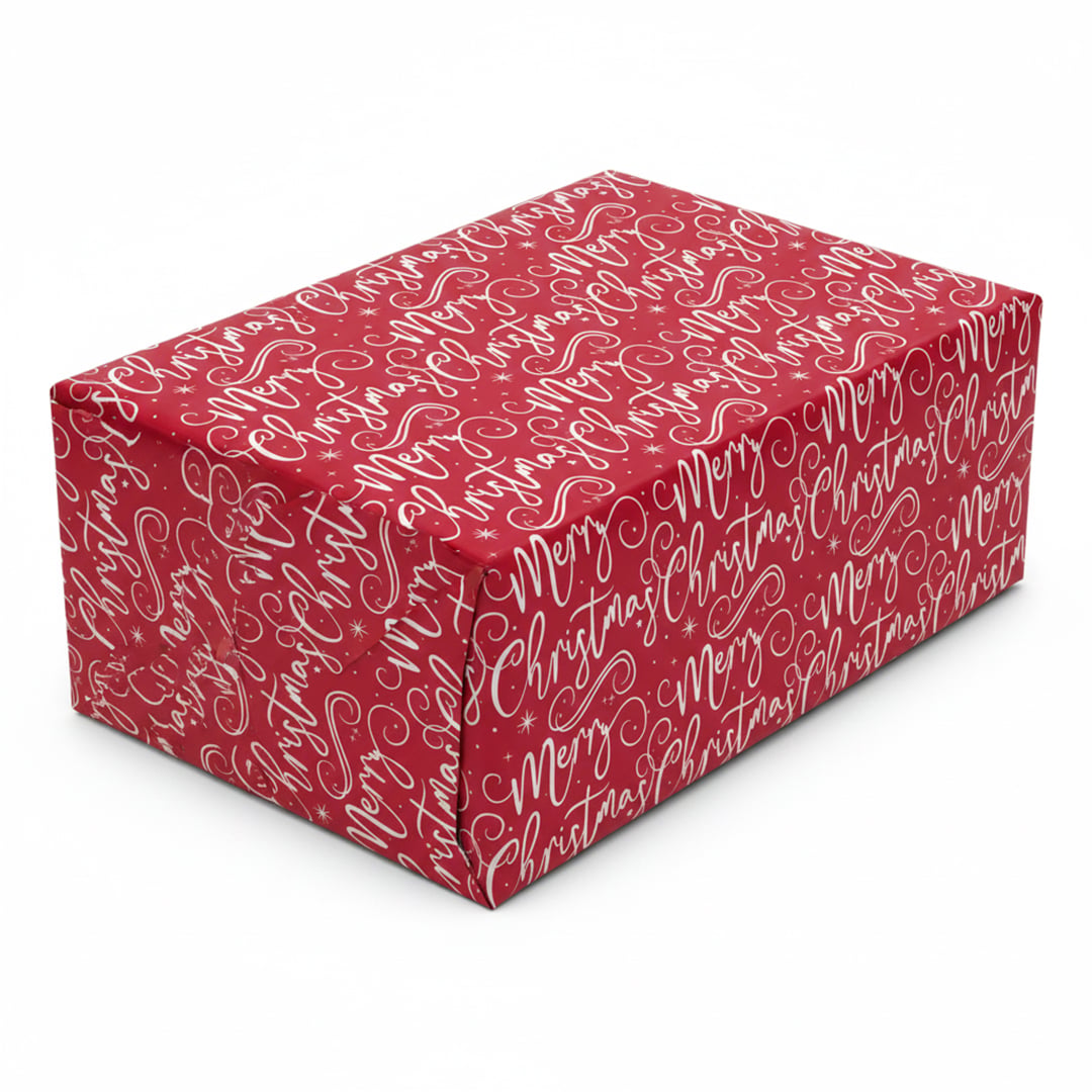 Contemporary Cursive Merry Christmas Red Gift Wrapping Paper Roll 7m