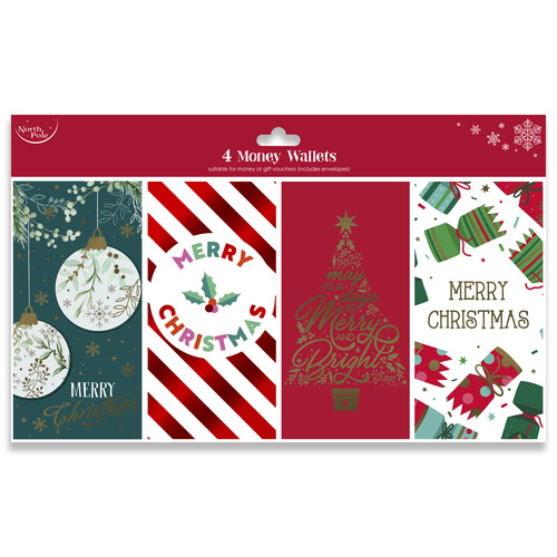 Contemporary Vibrant Christmas Money Wallets - Pack of 4 Product Image