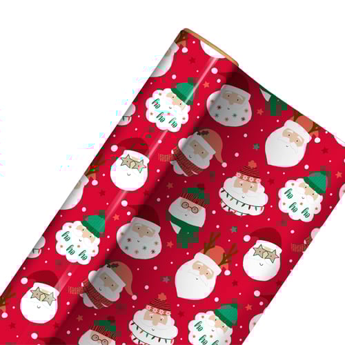Cool Santa Claus Christmas Recyclable Red Gift Wrapping Paper Roll 4m Product Image
