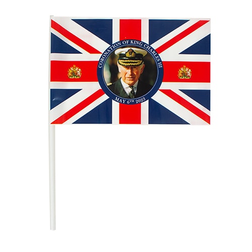 Coronation of King Charles III Hand-Held Plastic Flags 30cm - Pack of 100 Product Image