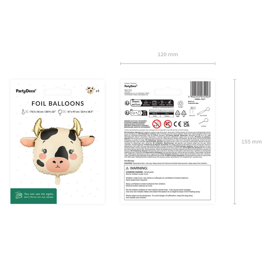 Cow Giant Foil Balloon 74cm / 29 in Product Gallery Image