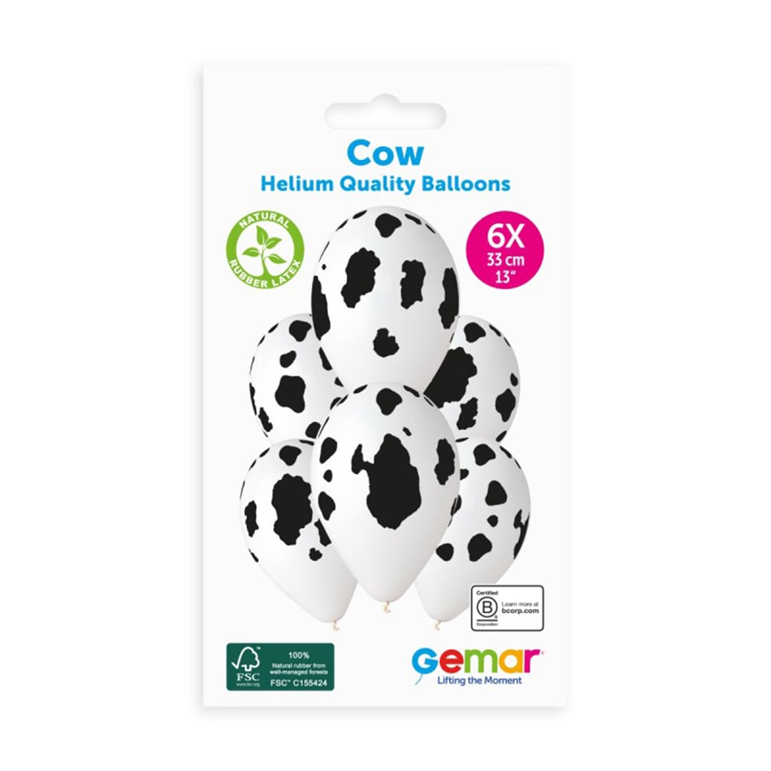 Cow Print Latex Balloons 33cm / 13 in - Pack of 6 View 2