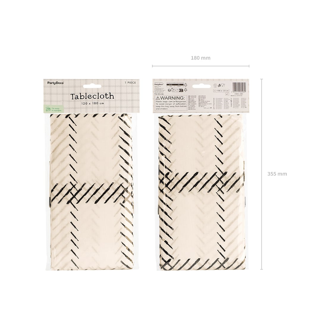 Cream & Black Elegant Bows Tablecover 1.8m x 1.2m Product Gallery Image