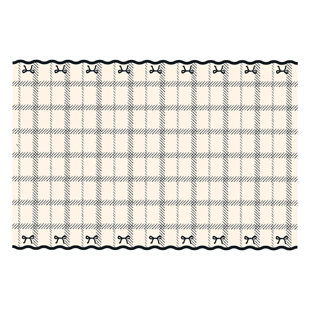 Cream & Black Elegant Bows Tablecover 1.8m x 1.2m