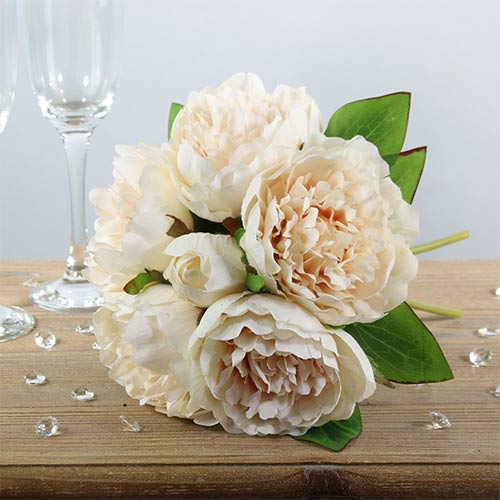 Cream Lemon Arundel Peony Bouquet Decoration 25cm Product Image