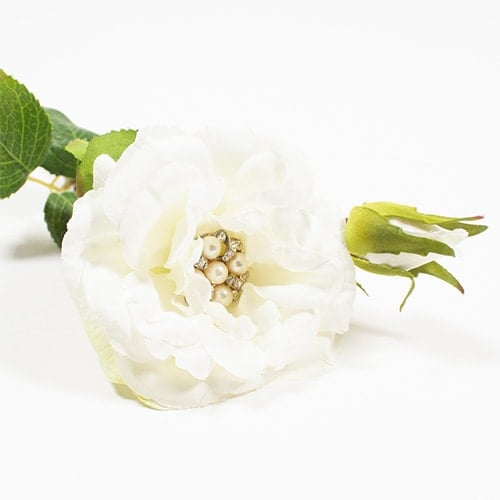 Cream Rose with Gems Artificial Flower Decoration 55cm Product Gallery Image