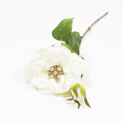 Cream Rose with Gems Artificial Flower Decoration 55cm Product Gallery Image