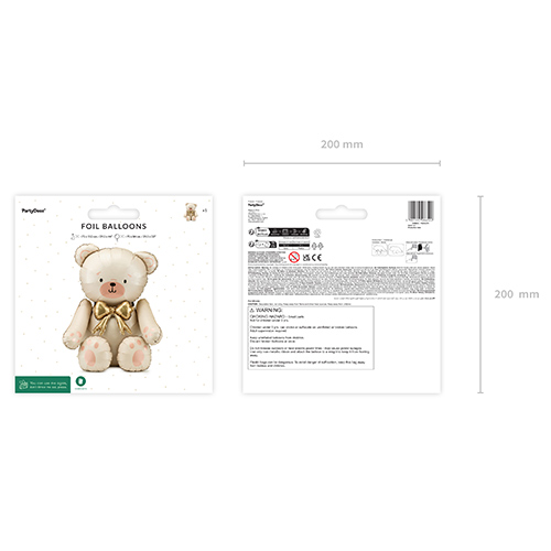 Cream Teddy Bear Sitting Air Fill Foil Balloon 112cm / 44 in Product Gallery Image