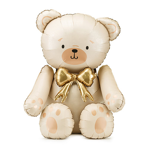 Cream Teddy Bear Sitting Air Fill Foil Balloon 112cm / 44 in Product Gallery Image