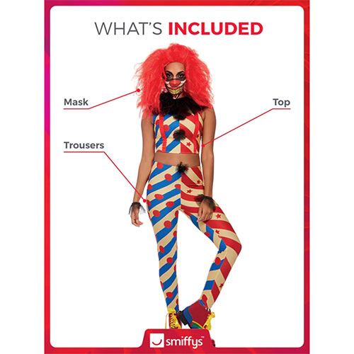Creepy Circus Clown Fancy Dress Costume Ladies Small - UK 8-10 Product Gallery Image