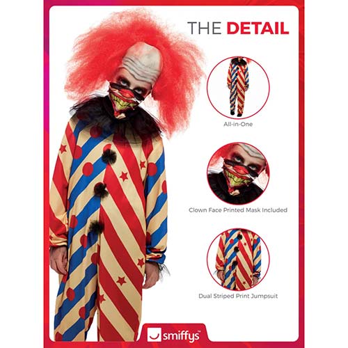 Creepy Clown All In One Fancy Dress Costume Kids Unisex Small Age 4-6 Product Gallery Image