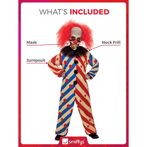 Creepy Clown All In One Fancy Dress Costume Kids Unisex Small Age 4-6 Product Gallery Image