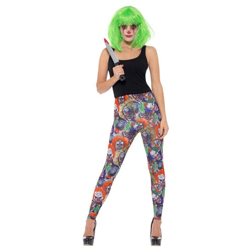 Creepy Clown Leggings Fancy Dress Costume Ladies Extra Small - UK 4-6 Product Gallery Image