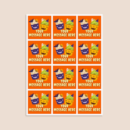 Creepy Cupcakes Custom Halloween Square Stickers 60mm - Sheet of 12 Product Gallery Image