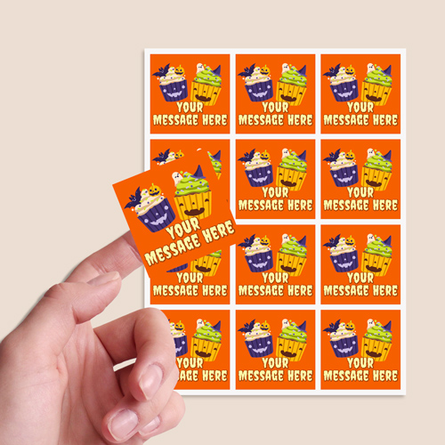 Creepy Cupcakes Custom Halloween Square Stickers 60mm - Sheet of 12 Product Gallery Image