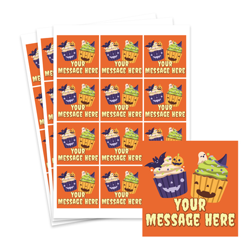 Creepy Cupcakes Custom Halloween Square Stickers 60mm - Sheet of 12 Product Gallery Image