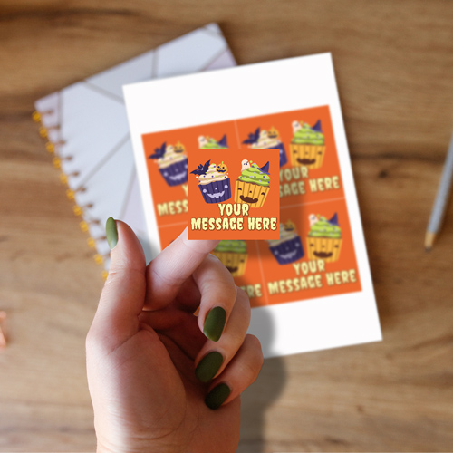 Creepy Cupcakes Custom Halloween Square Stickers 95mm - Sheet of 4 Product Gallery Image