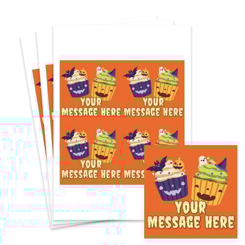 Creepy Cupcakes Custom Halloween Square Stickers 95mm - Sheet of 4 Product Gallery Image
