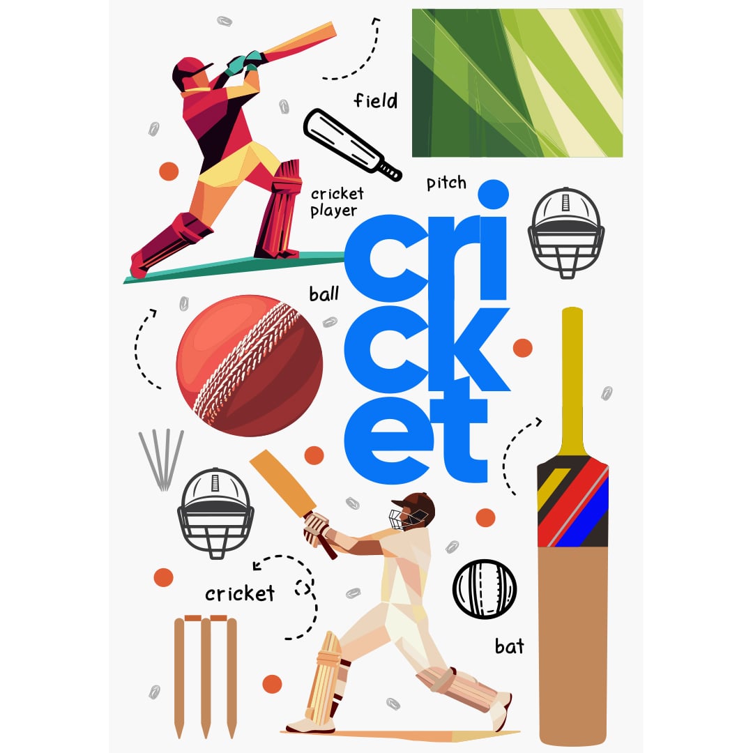 Cricket Layout Design Poster PVC Party Sign Decoration Product Gallery Image