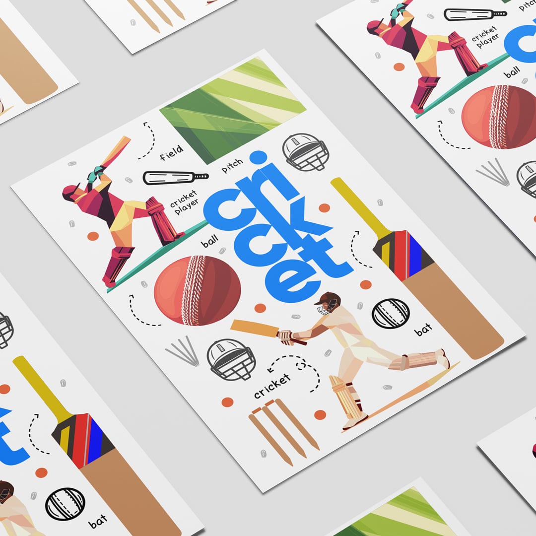 Cricket Layout Design Poster PVC Party Sign Decoration