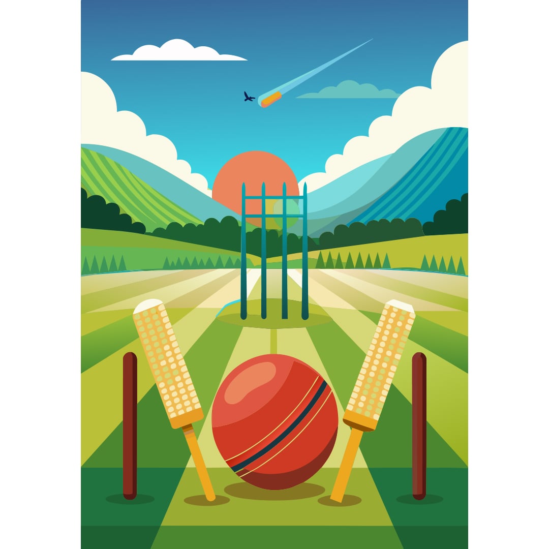 Cricket Pitch Design Poster PVC Party Sign Decoration Product Gallery Image