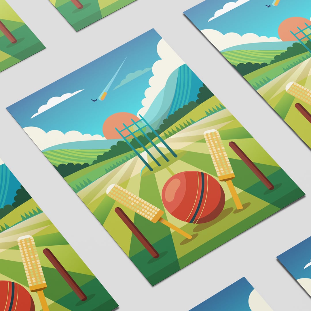 Cricket Pitch Design Poster PVC Party Sign Decoration