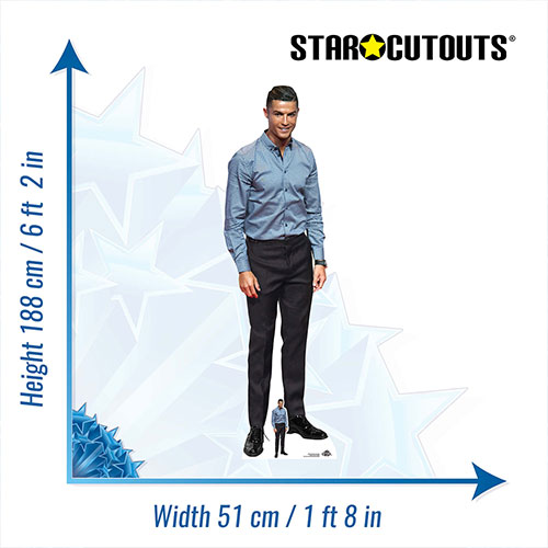 Cristiano Ronaldo Blue Shirt Lifesize Cardboard Cutout 188cm Product Gallery Image