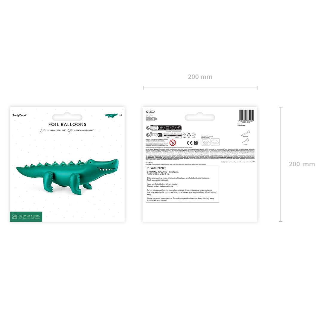 Crocodile Giant Air Fill Foil Balloon 129cm / 51 in Product Gallery Image