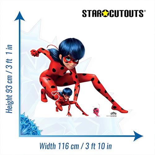 Crouching Lady Bug Miraculous: Tales of Ladybug & Cat Noir Lifesize Cardboard Cutout 116cm Product Gallery Image