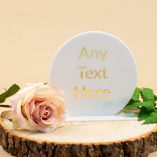Personalised Any Text Customisable Acrylic Round Table Sign Product Gallery Image