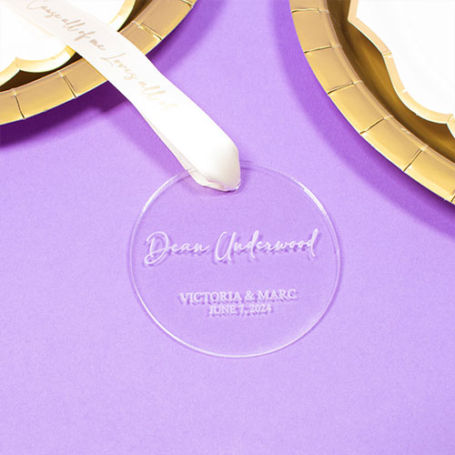 Custom Engraved Wedding Round Acrylic Place Setting 7cm Product Gallery Image