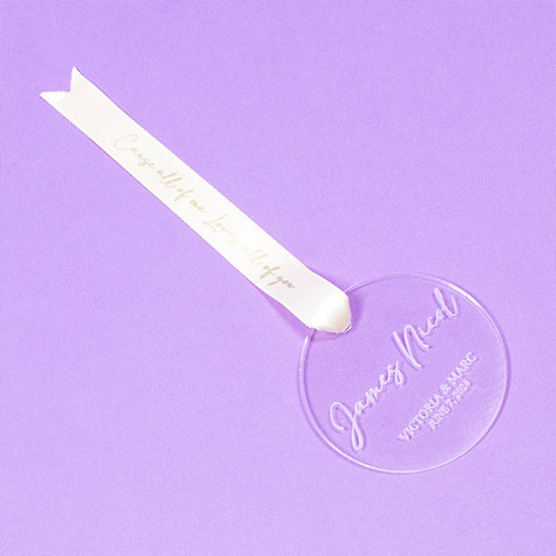 Custom Engraved Wedding Round Acrylic Place Setting 7cm Product Gallery Image