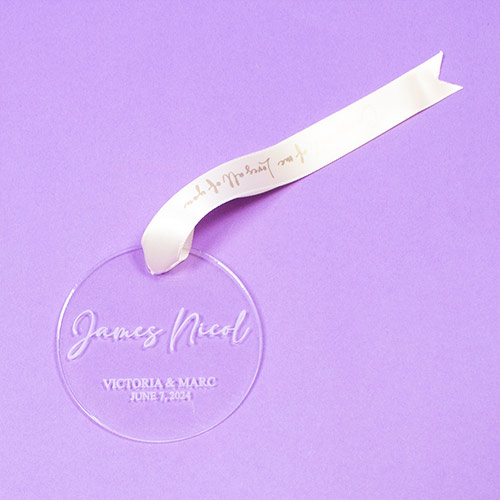 Custom Engraved Wedding Round Acrylic Place Setting 7cm Product Gallery Image