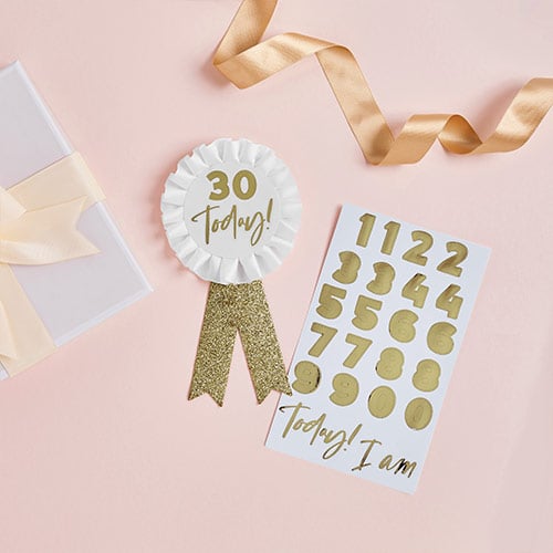 Customisable Age Gold Birthday Rosette Badge Product Gallery Image