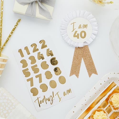 Customisable Age Gold Birthday Rosette Badge Product Gallery Image