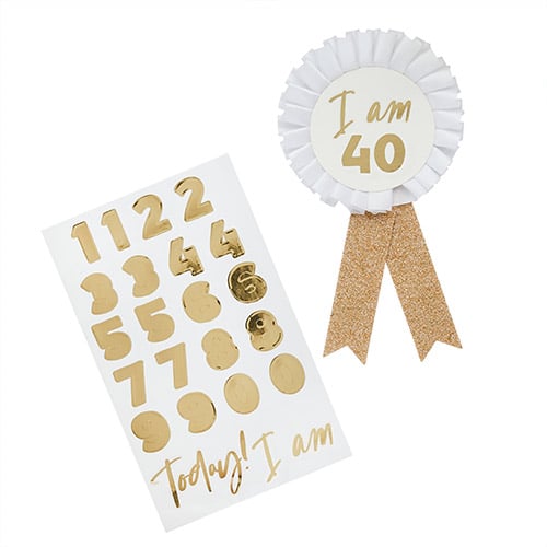 Customisable Age Gold Birthday Rosette Badge
