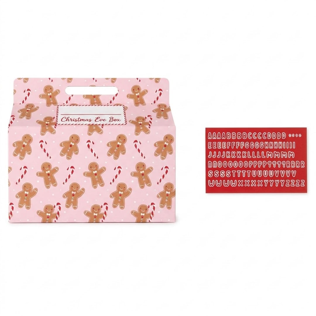 Customisable Gingerbread Man Pink Candy Cane Christmas Eve Box 34cm