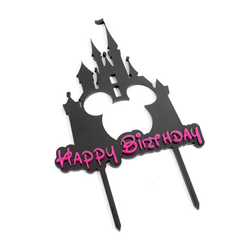 Customisable Happy Birthday Magical Mouse Castle Acrylic Cake Topper Product Gallery Image
