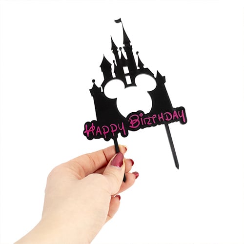 Customisable Happy Birthday Magical Mouse Castle Acrylic Cake Topper Product Gallery Image