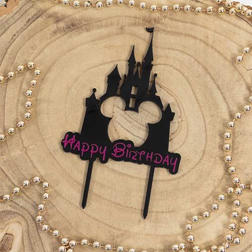 Customisable Happy Birthday Magical Mouse Castle Acrylic Cake Topper