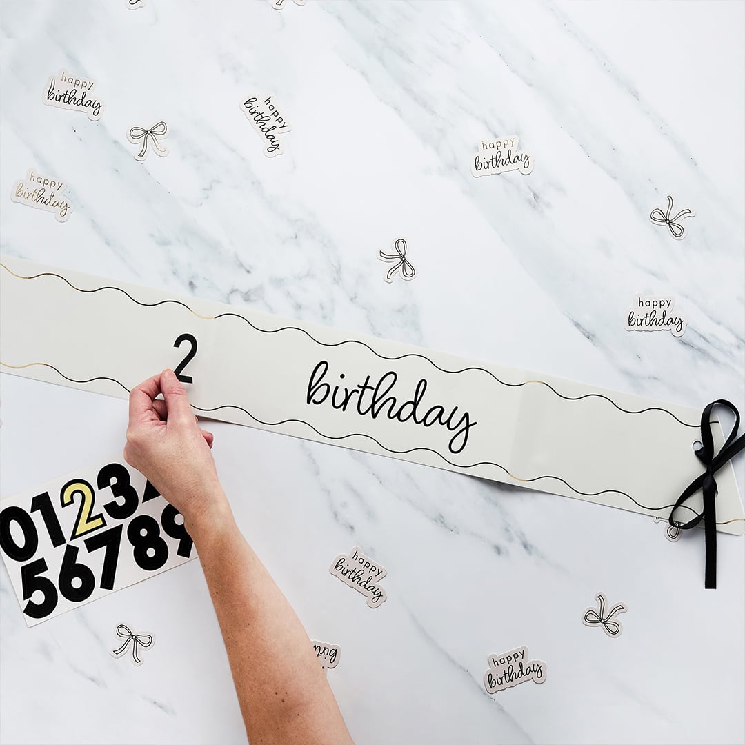 Customisable Milestone Birthday White Paper Sash Product Gallery Image