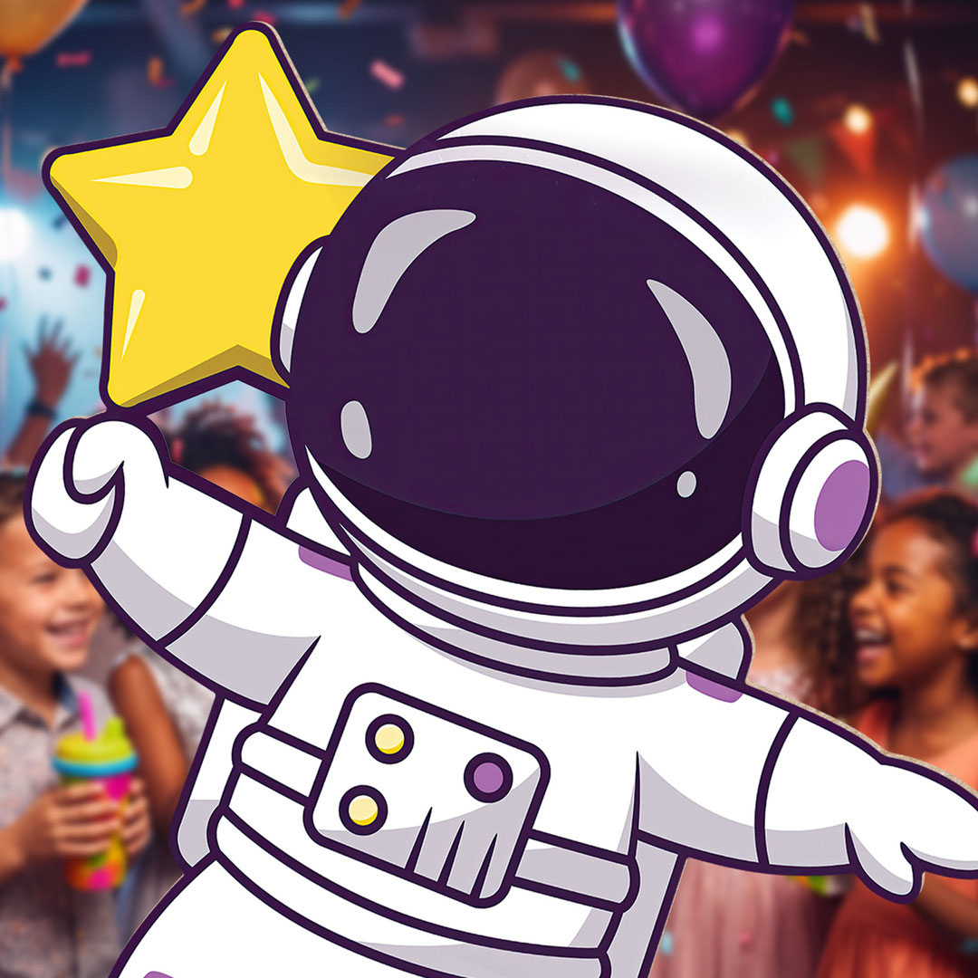 Cute Astronaut and Rocket Lifesize Cardboard Cutout 179cm View 5