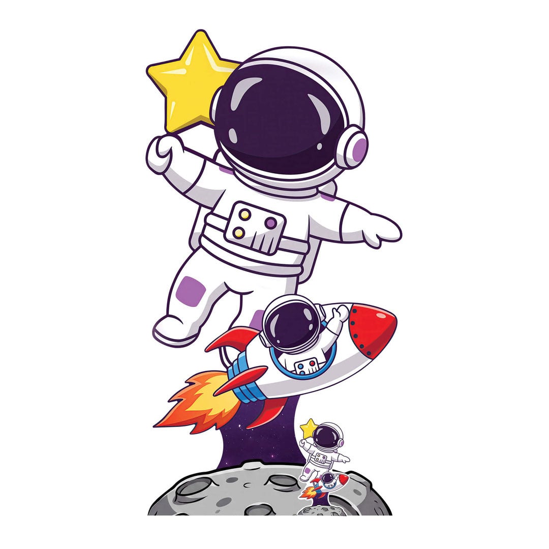 Cute Astronaut and Rocket Lifesize Cardboard Cutout 179cm
