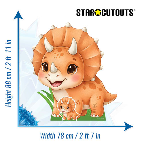Cute Cartoon Baby Triceratops Dinosaur Star Mini Cardboard Cutout 88cm Product Gallery Image