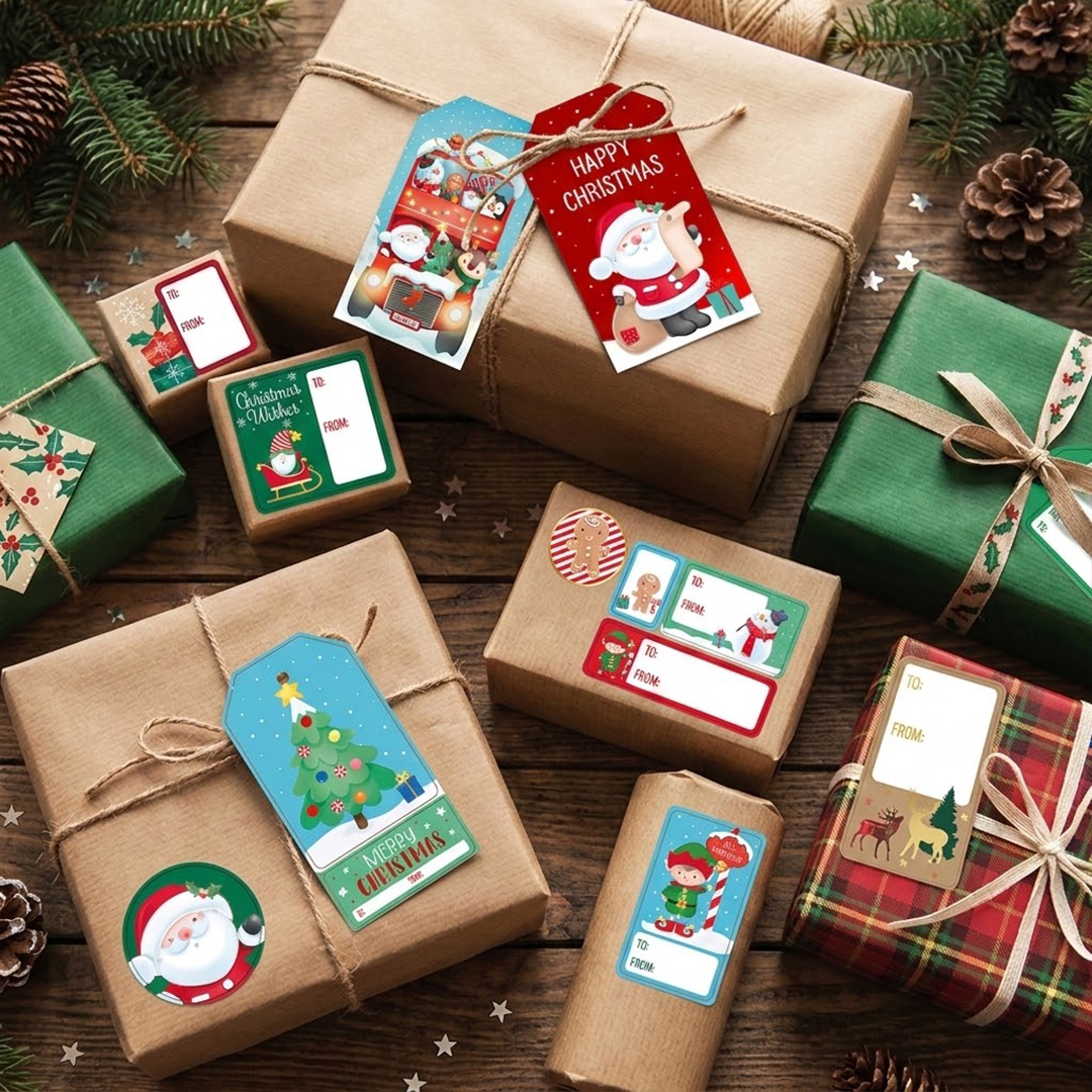Cute Christmas Characters Gift Tags & Label Stickers - Pack of 55 View 2