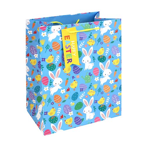 Cute Easter Characters Large Blue Gift Bag 33cm