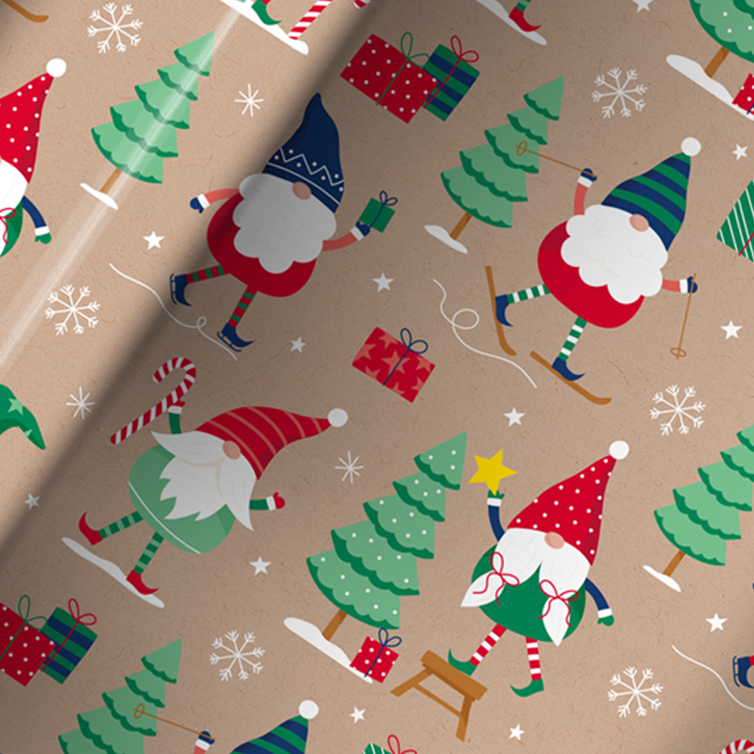 Cute Gonk Christmas Kraft Gift Wrapping Paper Roll 7m Product Gallery Image