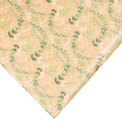 Dainty Floral Kraft Gift Wrapping Paper Roll 3m Product Gallery Image