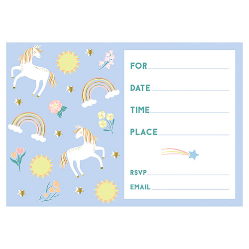 Dainty Unicorn Invitations with Envelopes - Pack of 8 Product Gallery Image
