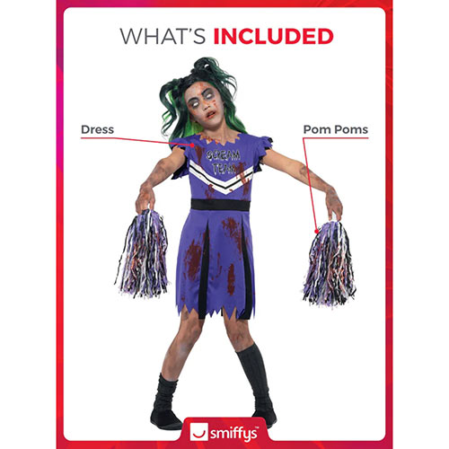 Dark Cheerleader Purple Girls Fancy Dress Costume Kids Medium - Age 7-9 Product Gallery Image